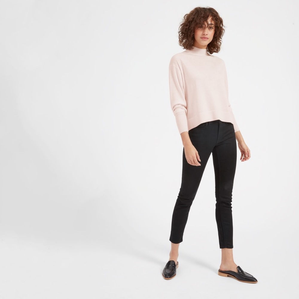 Everlane Mock Luxe Wool Crop Mockneck I Pink Large